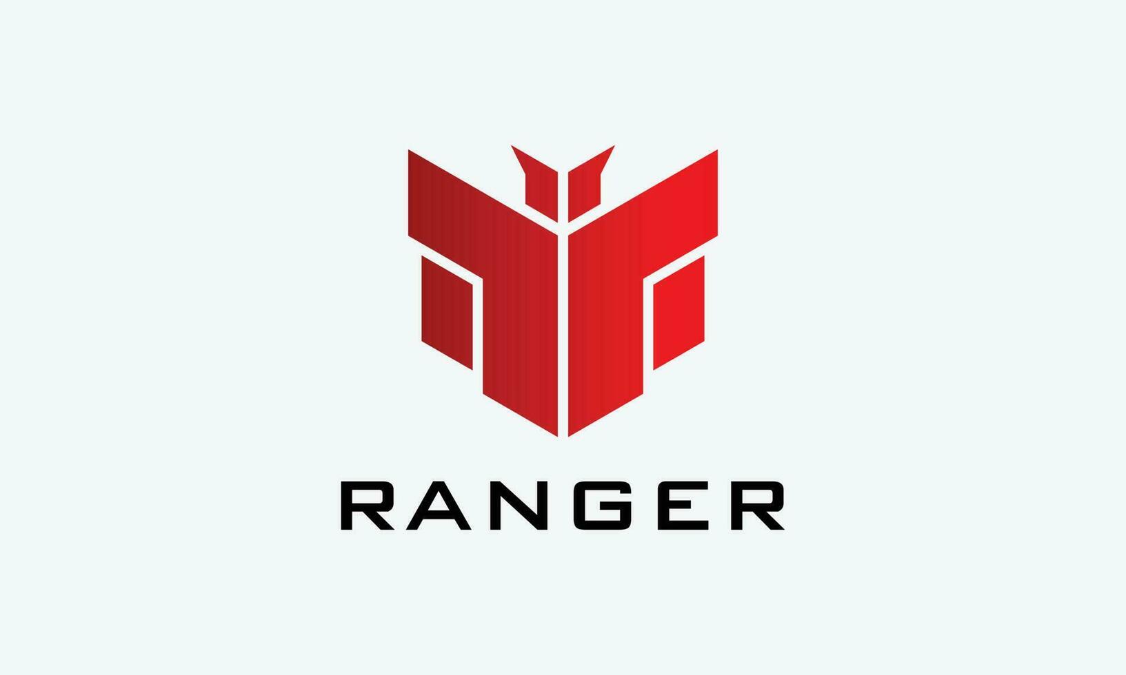 Logo Vektor rot Farbe Ranger Flügel Star Heer Schild Sicherheit Symbol Macht Schulter Konzept Militär- stark Macht Sicherheit Nation Land Leistung