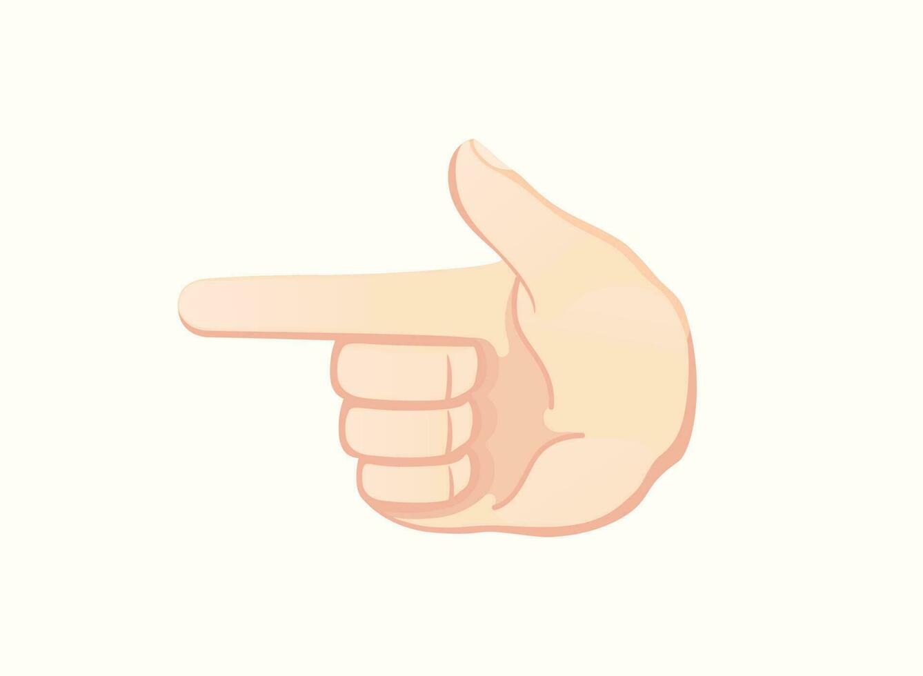 Hand Index zeigen links Symbol. Hand Geste Emoji Vektor Illustration.