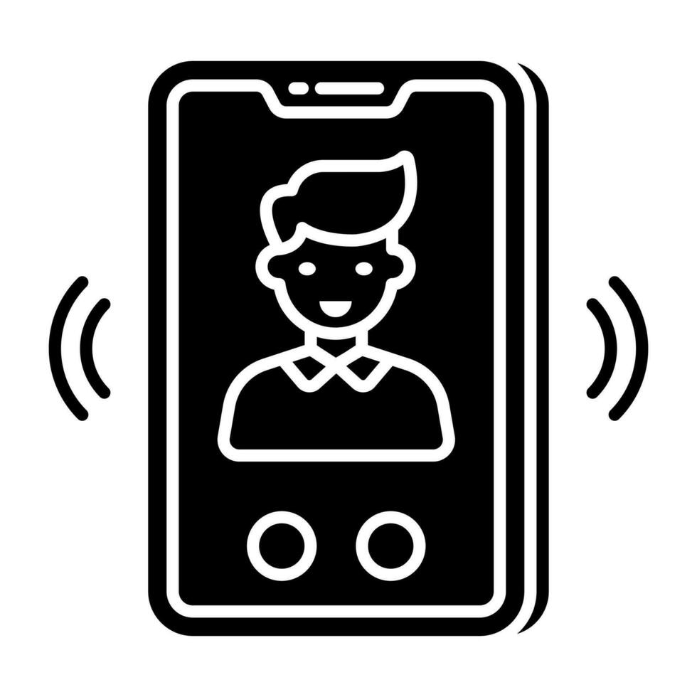 ein einzigartig Design Symbol von Handy, Mobiltelefon Video Anruf vektor