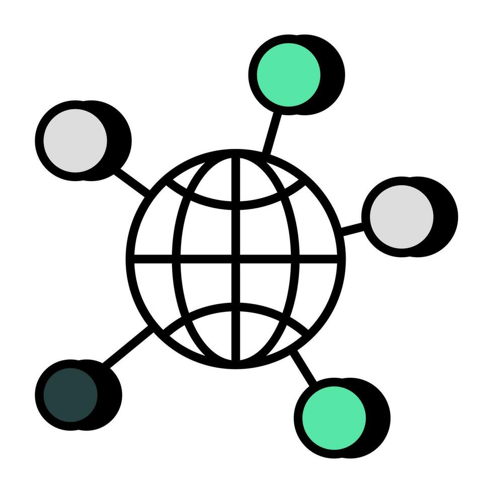 eine einzigartige Designikone des globalen Netzwerks vektor