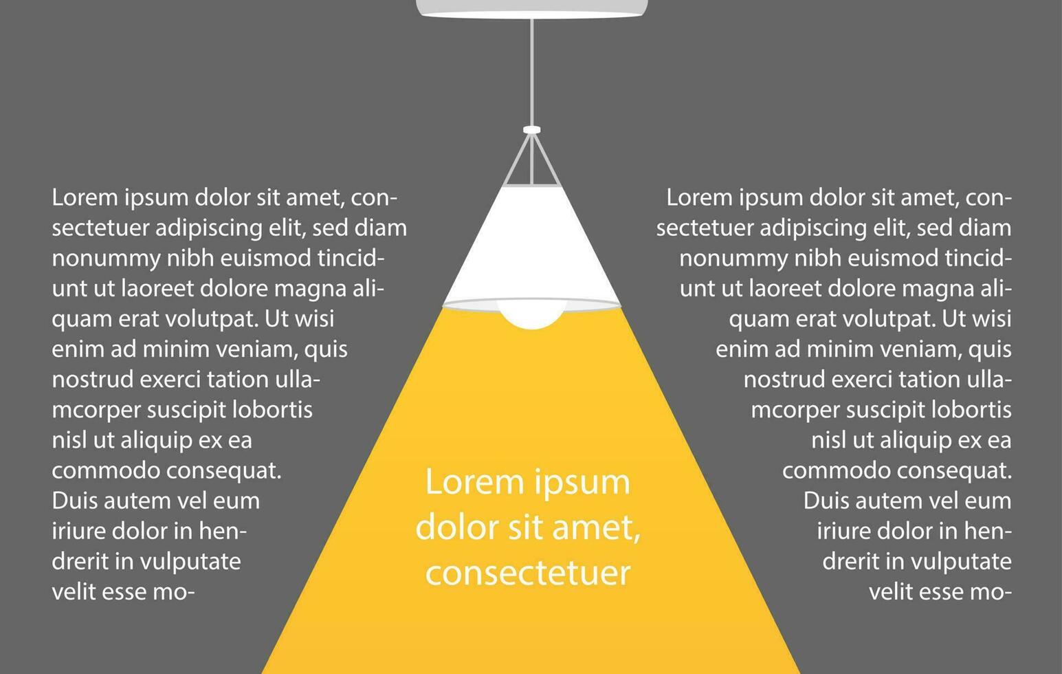 tak lampa Glödlampa som strålkastare och text. vektor