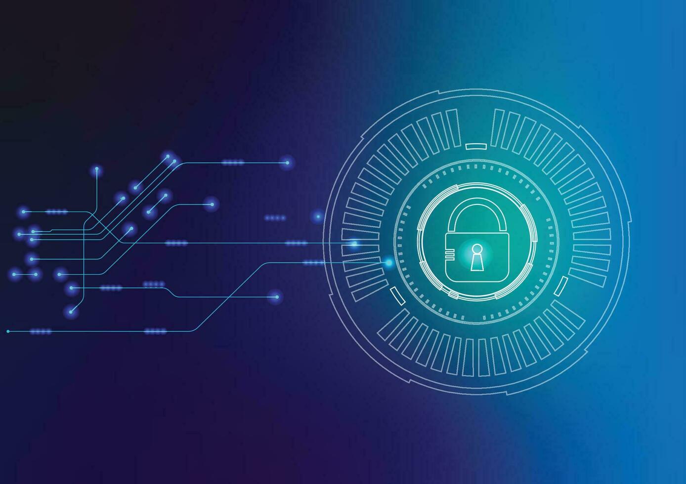 Cyber Sicherheit und Daten Schutz. Zukunft Cyber Technologie Netz Dienstleistungen zum Geschäft und Internet Projekt. Vektor Illustration zum Ihre Design mit Blau Gradient Hintergrund.