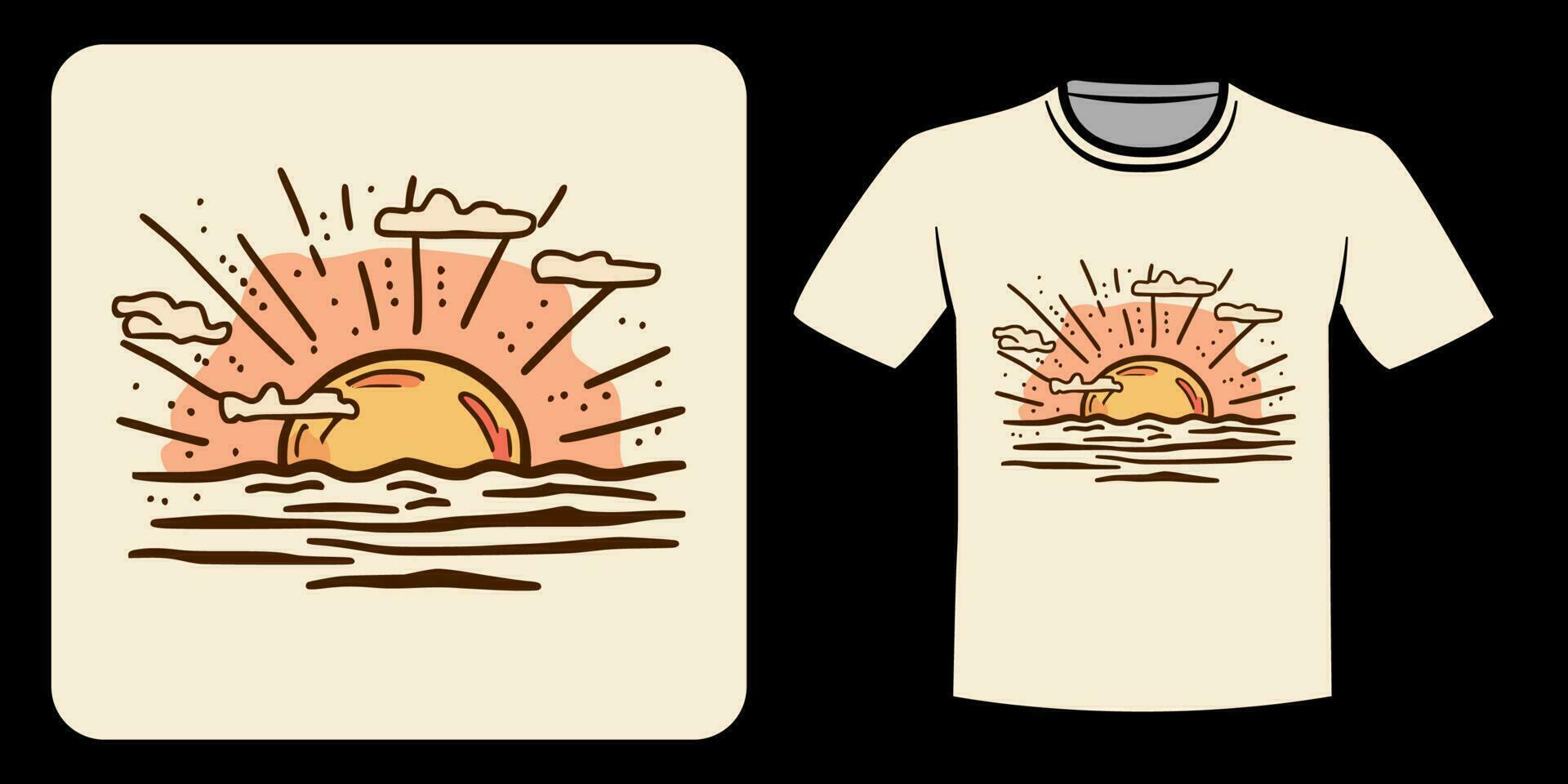 Sonnenuntergang Illustration zum T-Shirt Design vektor