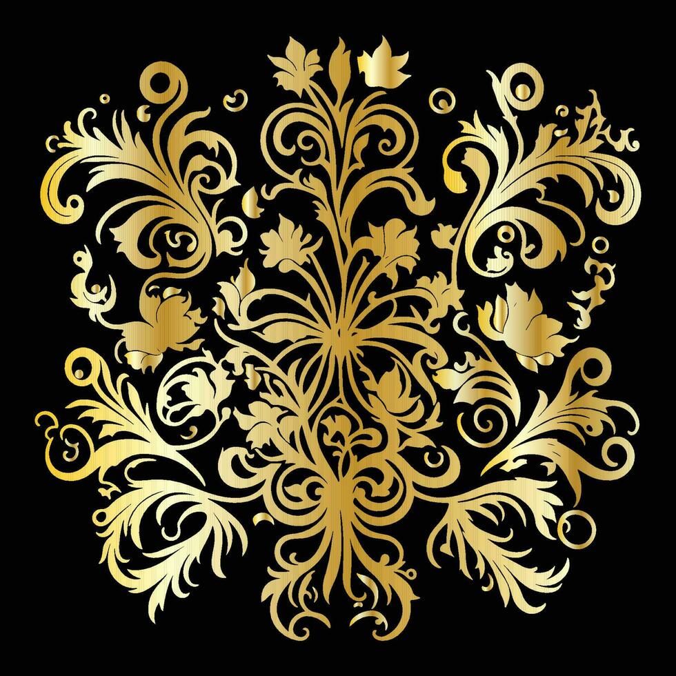 Blumen- golden Ornament Vektor Kunst, golden Blumen- Ornamente, Blumen- dekorativ Elemente Vektor