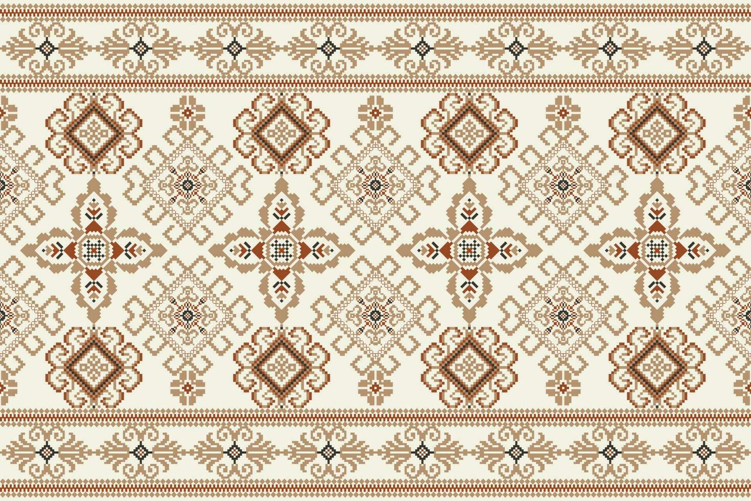 geometrisch Blumen- Kreuz Stich Stickerei auf Weiß hintergrund.ethnisch orientalisch Muster traditionell.aztekisch Stil abstrakt Vektor illustration.design zum textur, stoff, kleidung, verpackung, dekoration, schal.