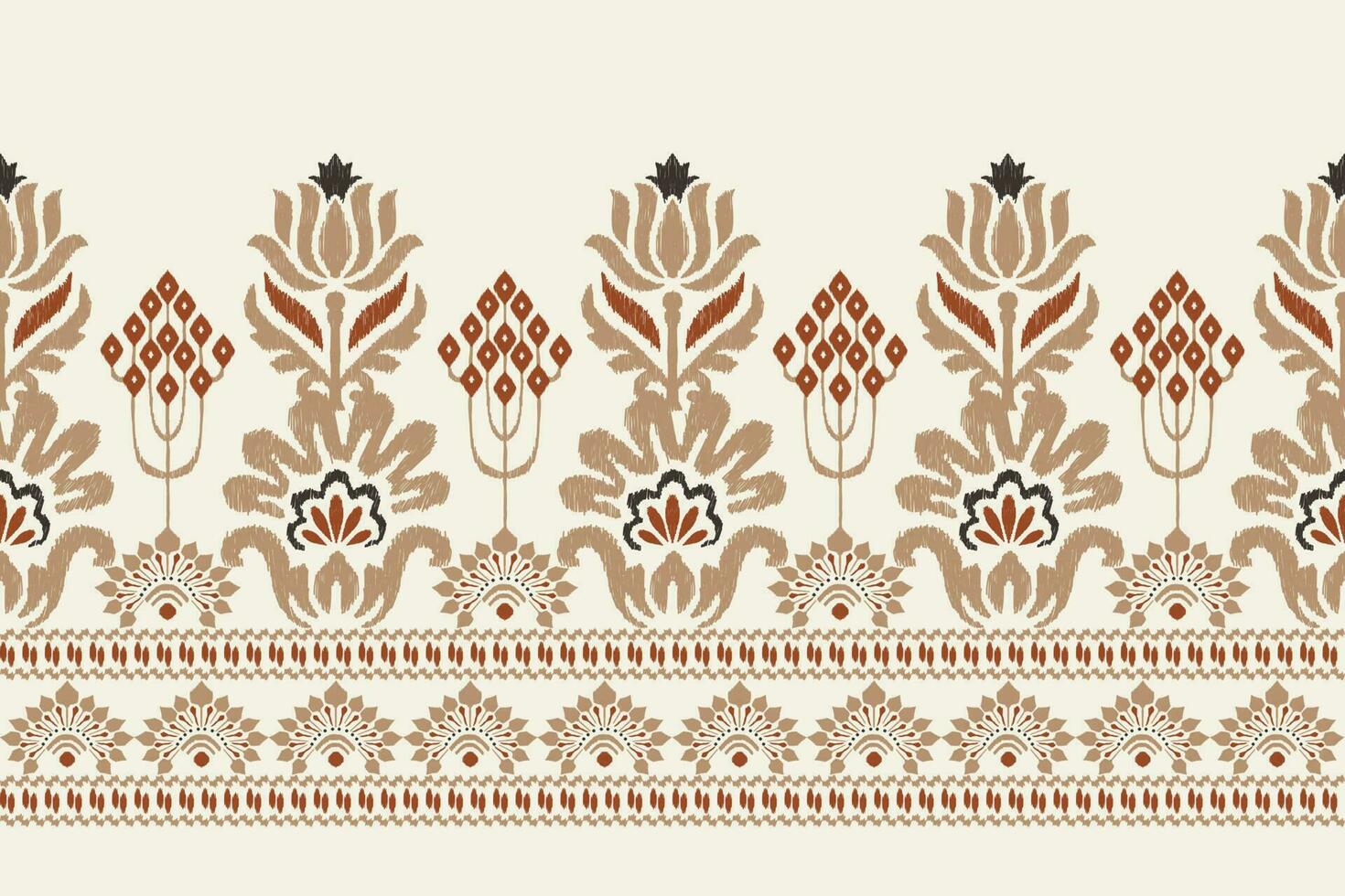 Ikat Blumen- Paisley Stickerei auf Weiß hintergrund.ikat ethnisch orientalisch Muster traditionell.aztekisch Stil abstrakt Vektor illustration.design zum Textur, Stoff, Kleidung, Verpackung, Dekoration, Sarong, Druck