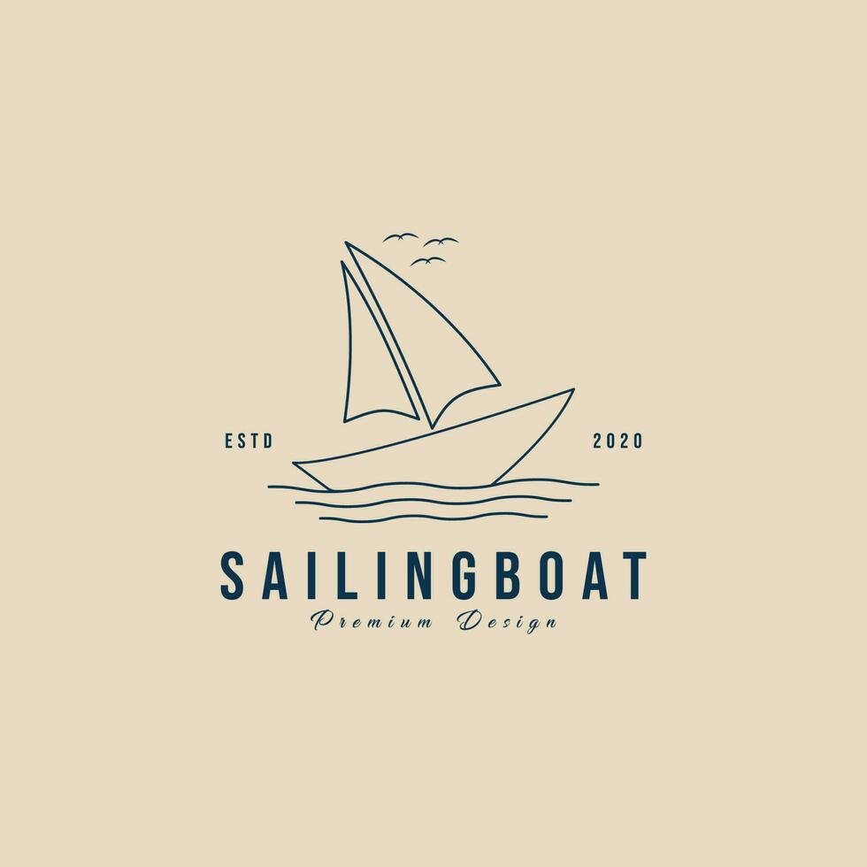 segling båt linje konst logotyp minimalistisk design mall vektor illustration design