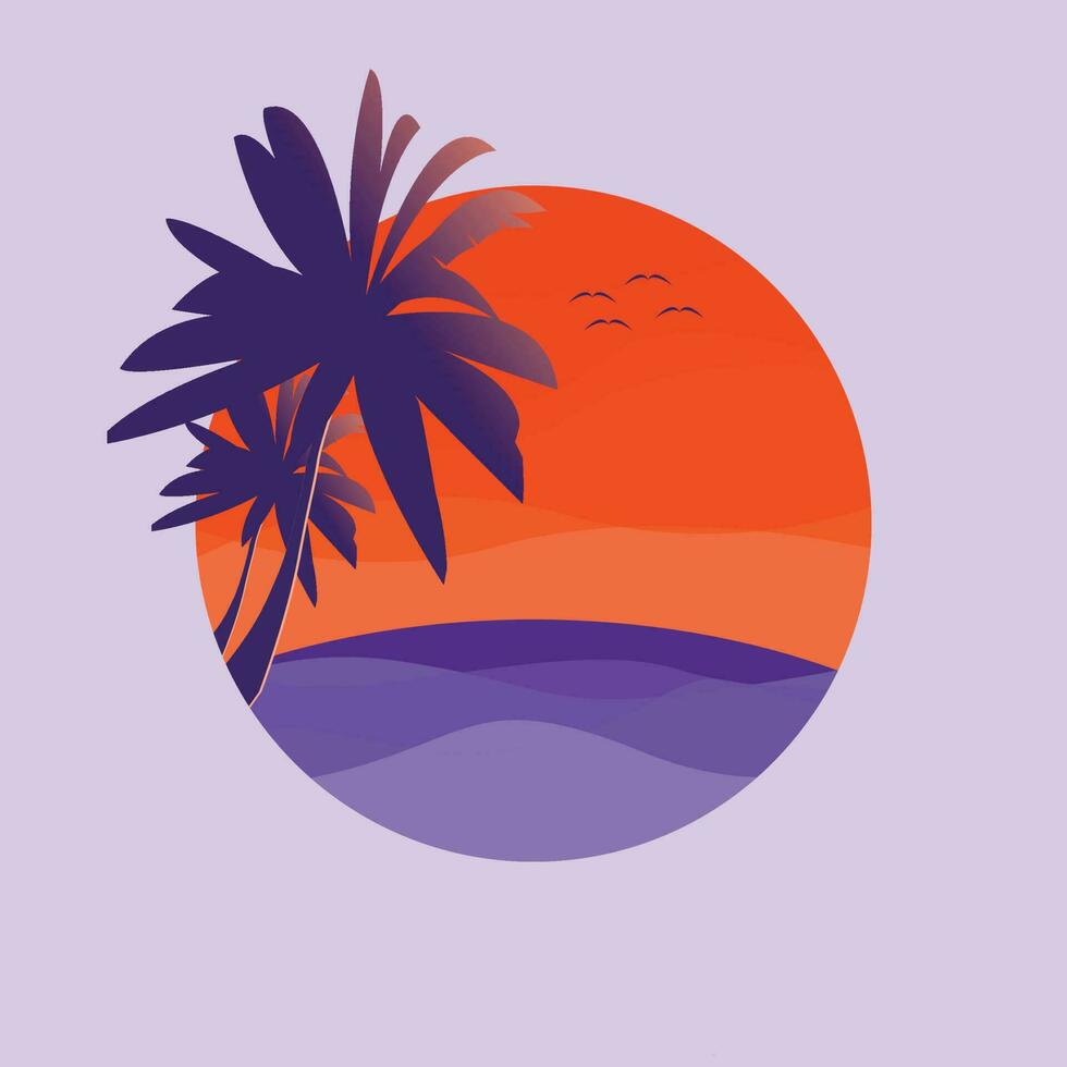 Sonnenuntergang tropisch Strand Illustration vektor