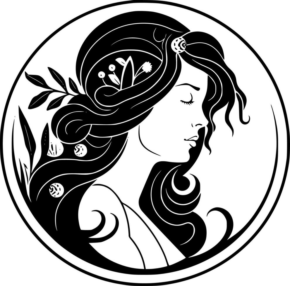 Kunst Jugendstil - - schwarz und Weiß isoliert Symbol - - Vektor Illustration