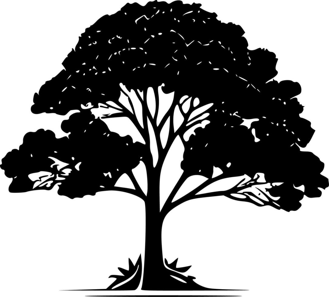 träd, svart och vit vektor illustration