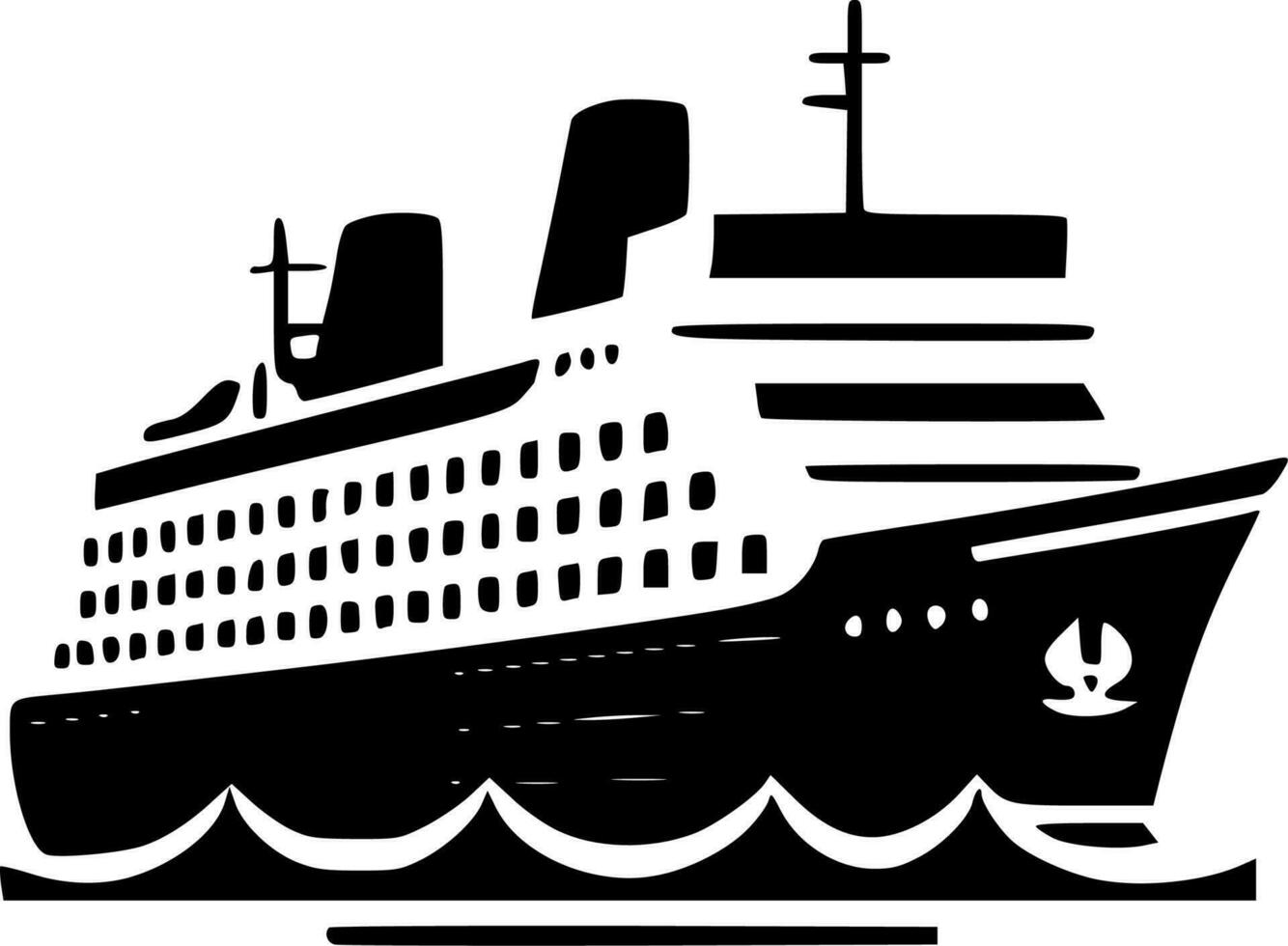 Kreuzfahrt - - schwarz und Weiß isoliert Symbol - - Vektor Illustration