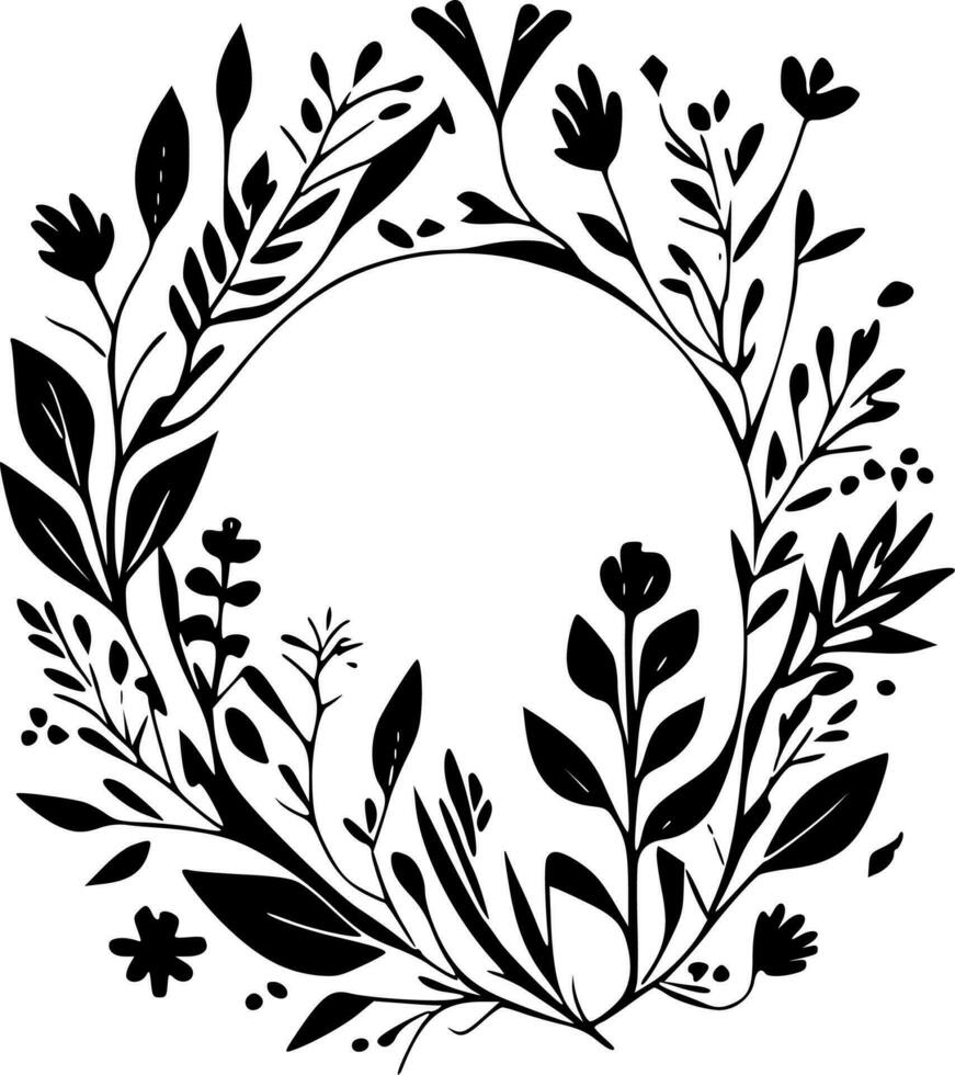 blommig ram - minimalistisk och platt logotyp - vektor illustration