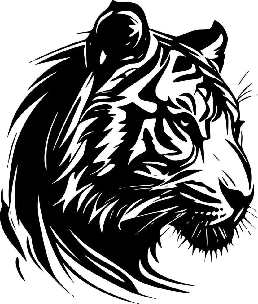 Tiger - - schwarz und Weiß isoliert Symbol - - Vektor Illustration