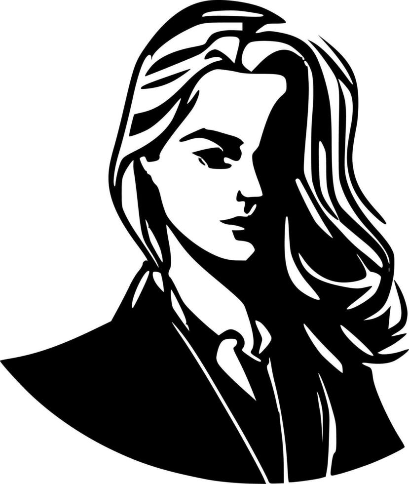 kvinna, svart och vit vektor illustration