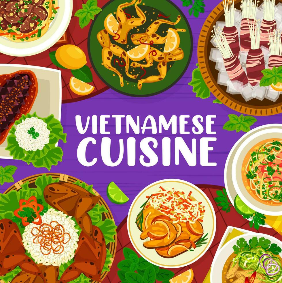 Vietnamesisch Küche Mahlzeiten Speisekarte Startseite Vorlage vektor