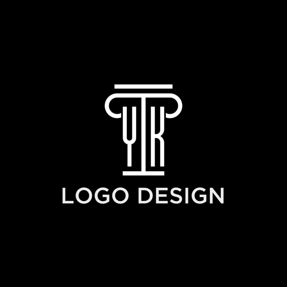 yk Monogramm Initiale Logo mit Säule gestalten Symbol Design vektor