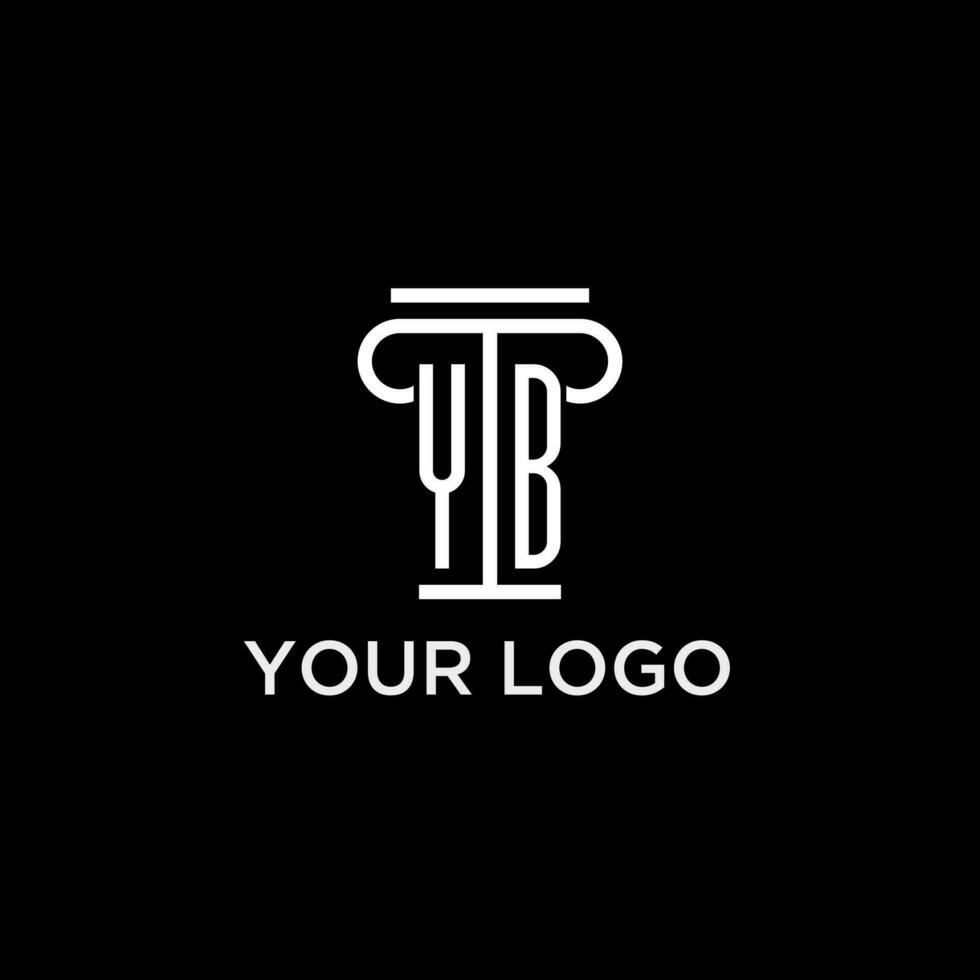 yb monogram första logotyp med pelare form ikon design vektor