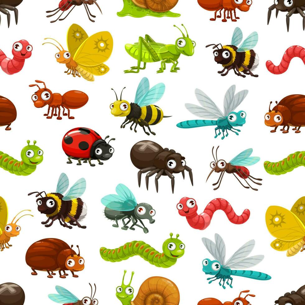 Insekten und Käfer Musterdesign Hintergrund vektor