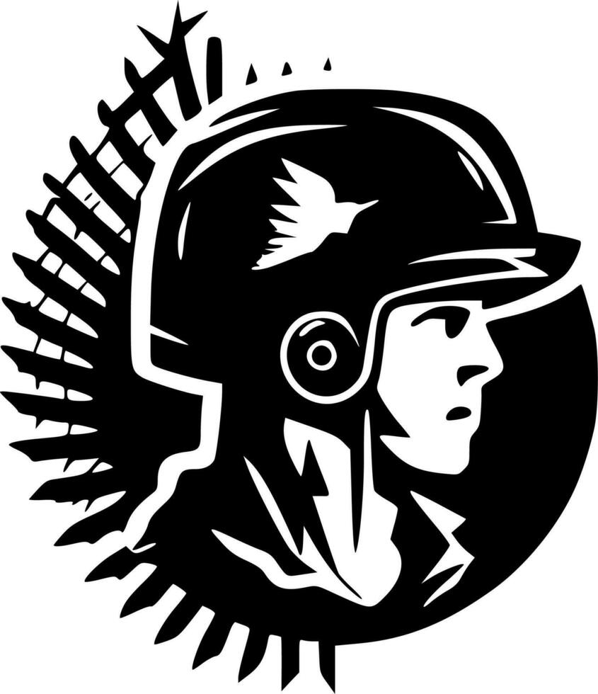 militär - svart och vit isolerat ikon - vektor illustration
