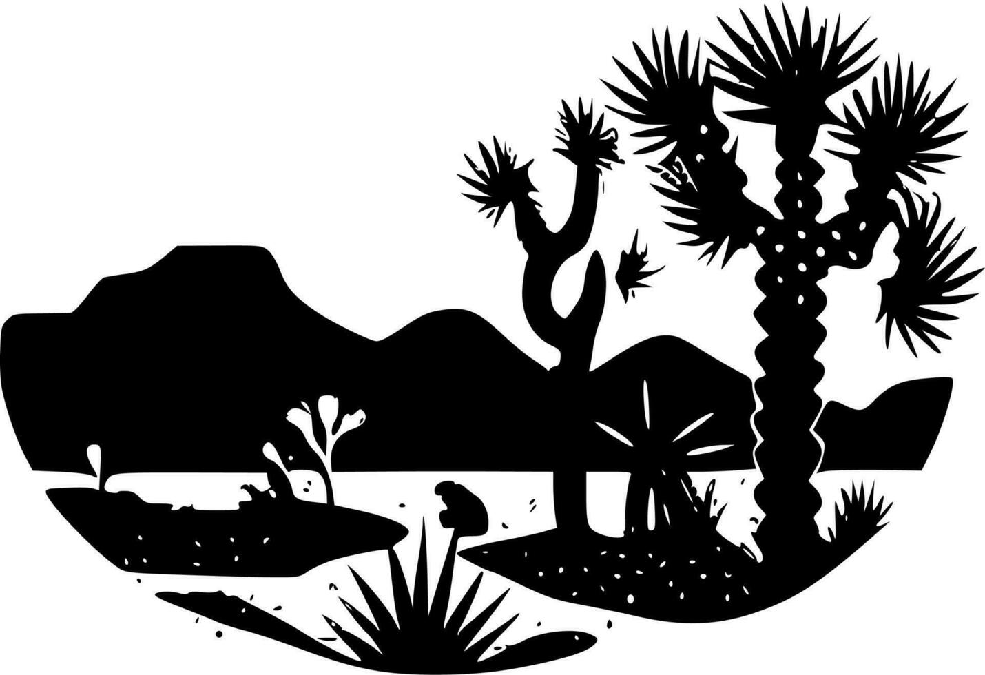 Wüste, schwarz und Weiß Vektor Illustration