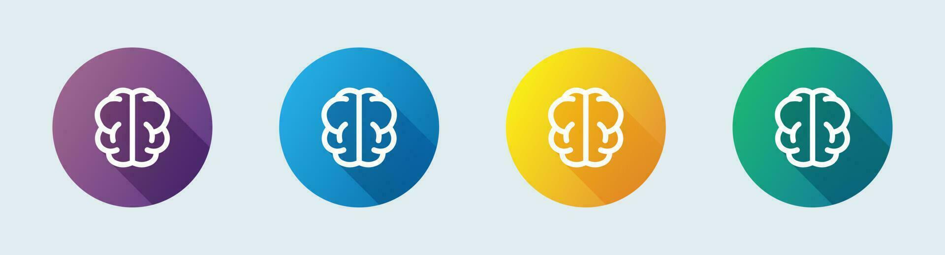 hjärna linje ikon i platt design stil. sinne tecken vektor illustration.