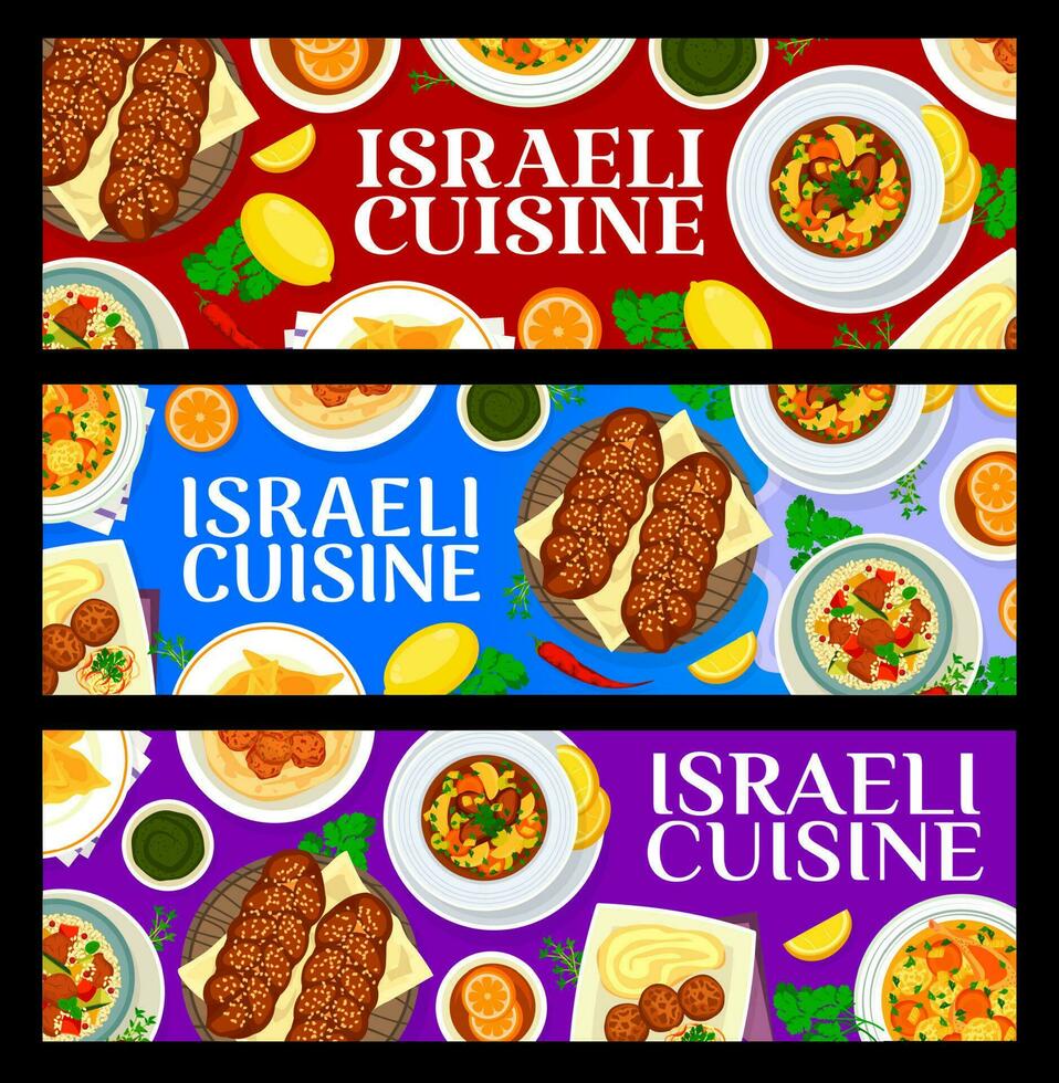 israeli kök banderoller av jewish restaurang mat vektor