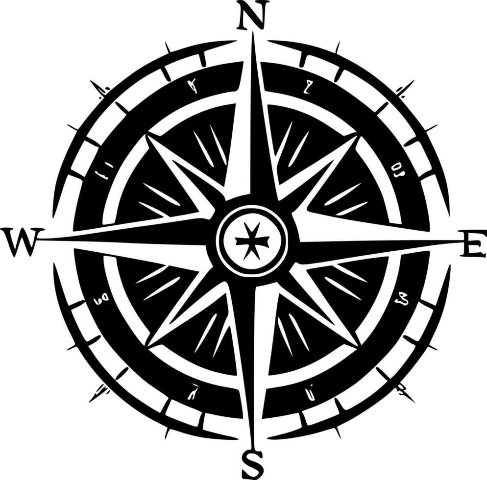 Kompass Rose - - minimalistisch und eben Logo - - Vektor Illustration