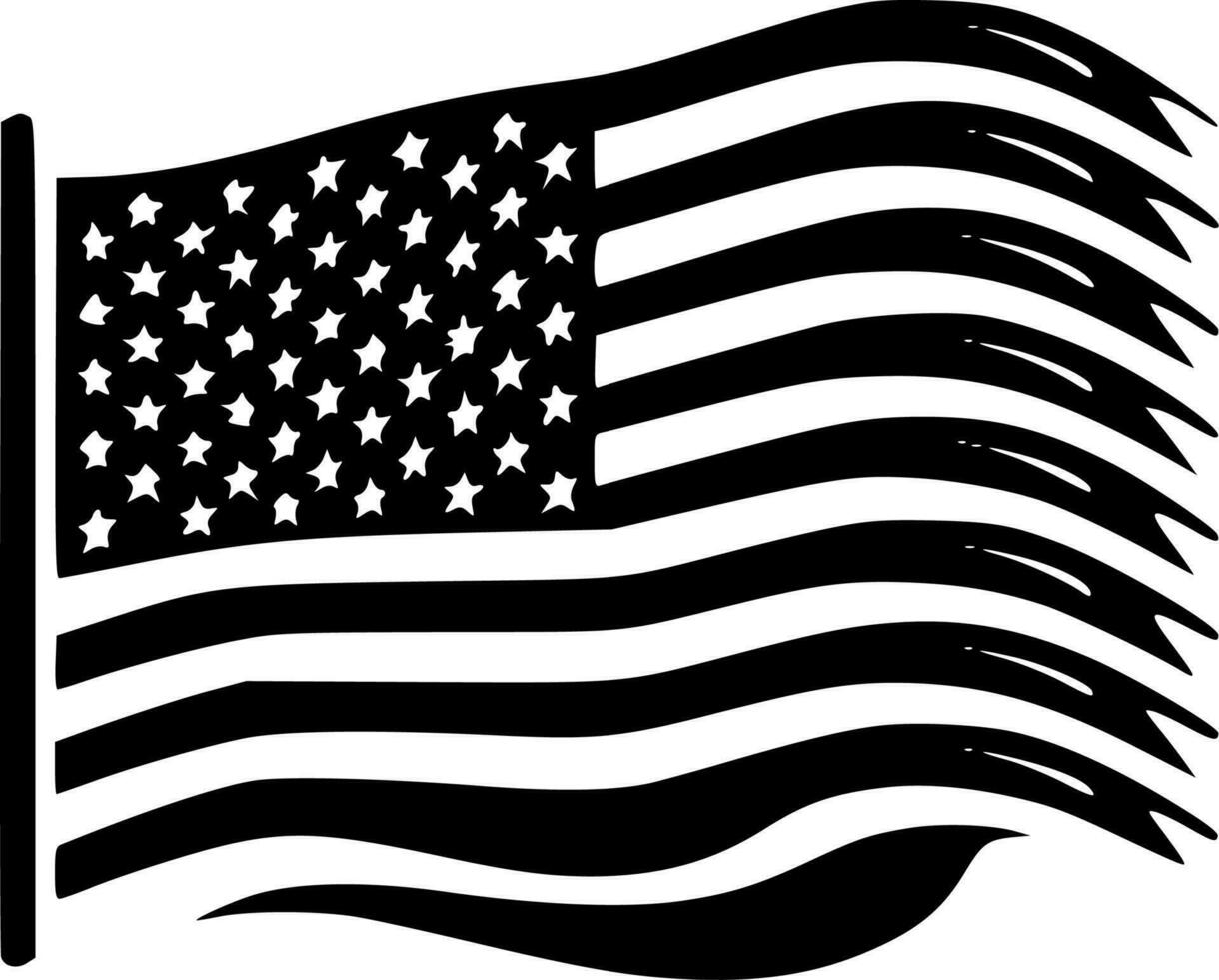 amerikanisch Flagge, schwarz und Weiß Vektor Illustration