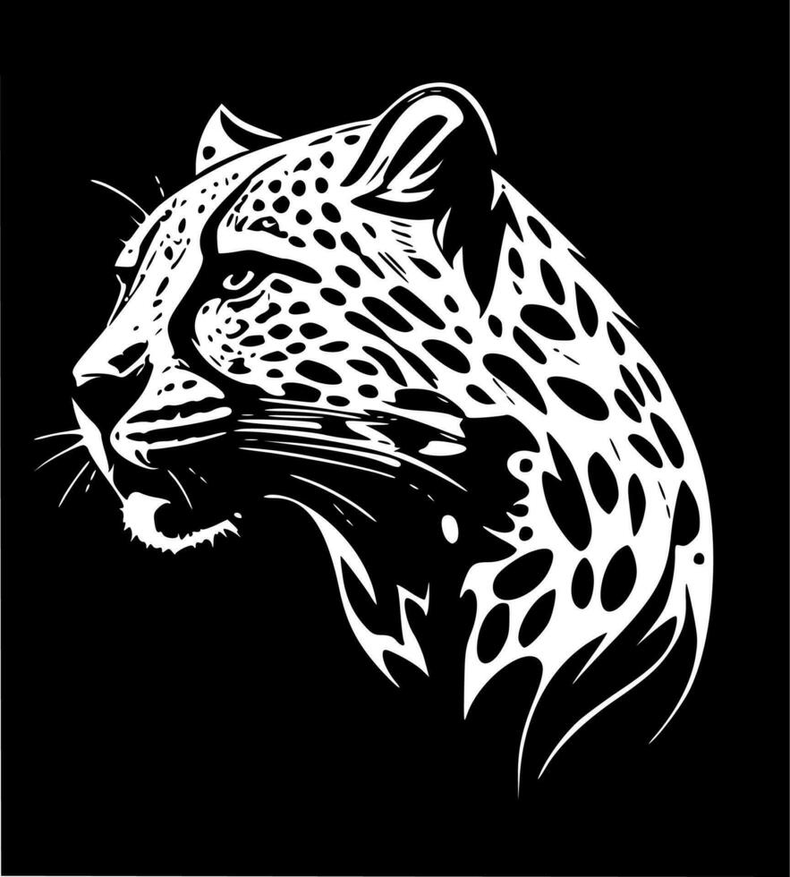 leopard, svart och vit vektor illustration