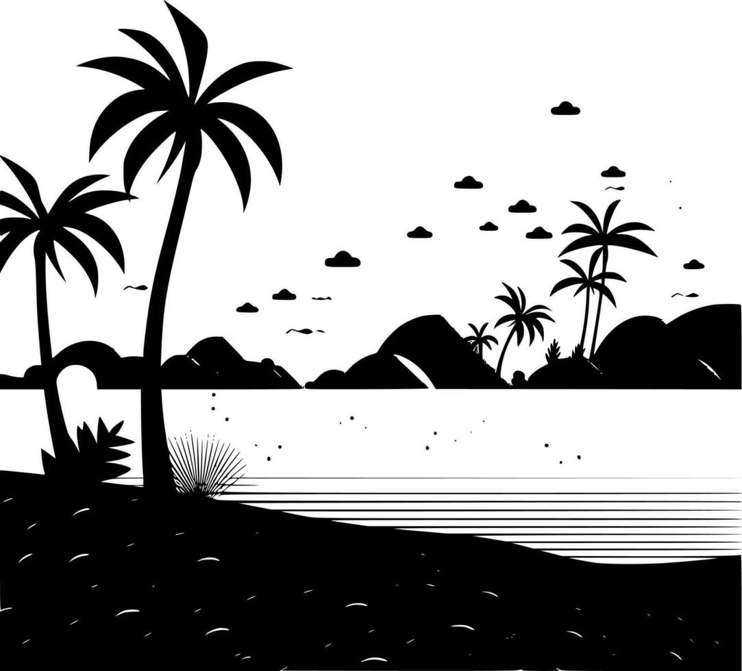 Strand Hintergrund, minimalistisch und einfach Silhouette - - Vektor Illustration