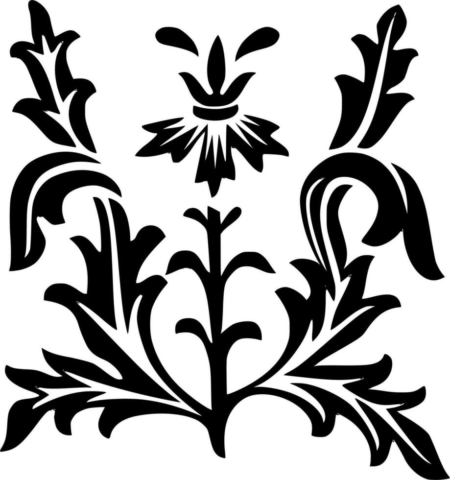 Vektor Silhouette von Blumen- Ornament auf Weiß Hintergrund
