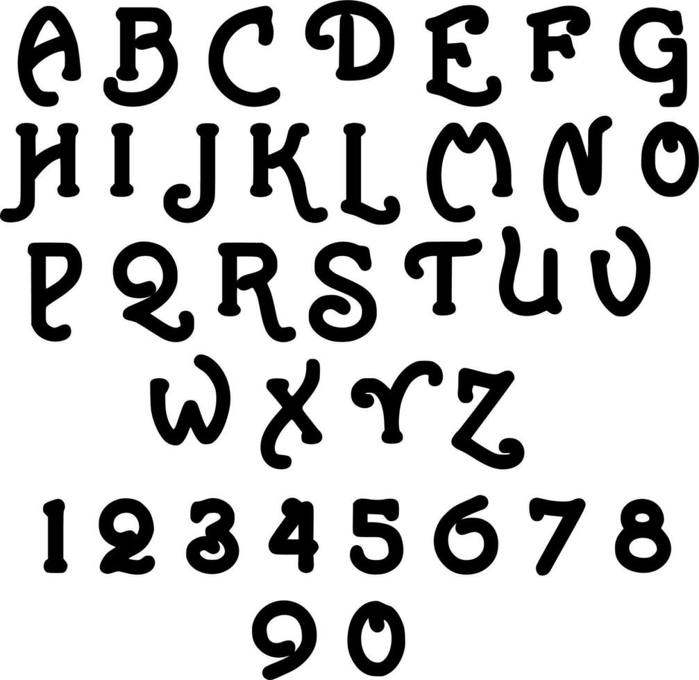 vektor silhuett av alfabet brev på vit bakgrund