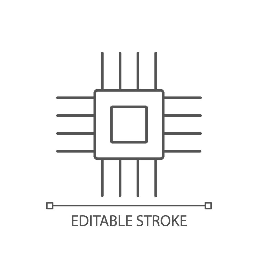 elektroniska mikrodelar linjär ikon vektor