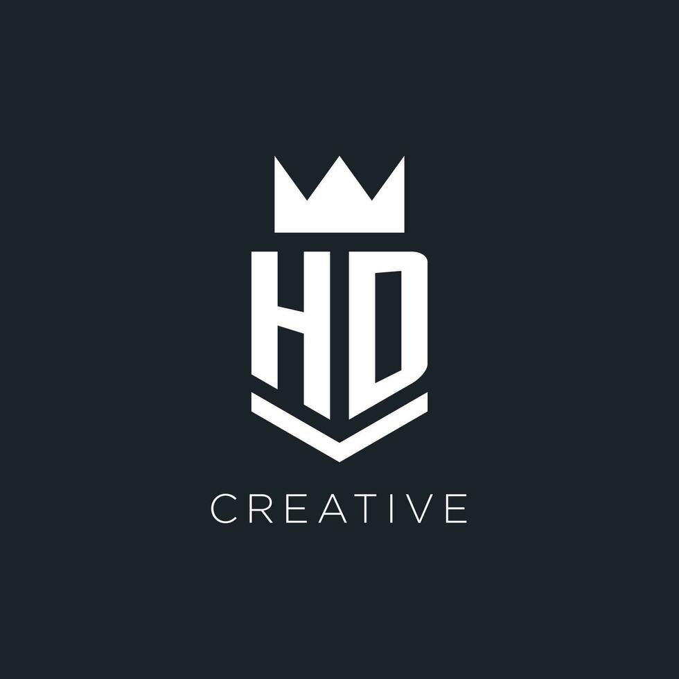 hd logotyp med skydda och krona, första monogram logotyp design vektor