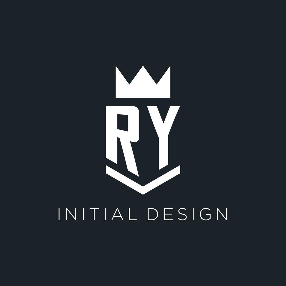 ry Logo mit Schild und Krone, Initiale Monogramm Logo Design vektor