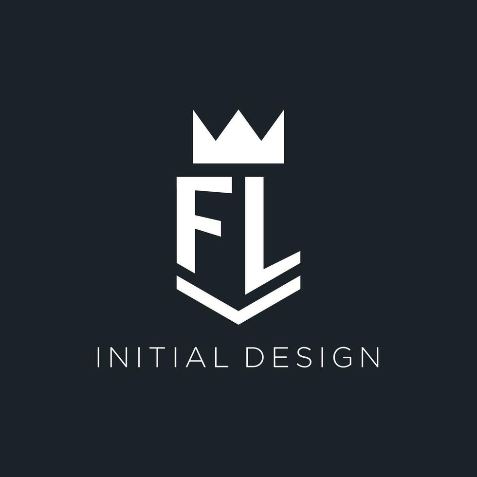 fl Logo mit Schild und Krone, Initiale Monogramm Logo Design vektor