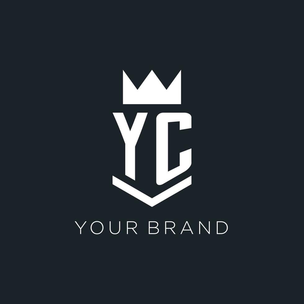 yc Logo mit Schild und Krone, Initiale Monogramm Logo Design vektor