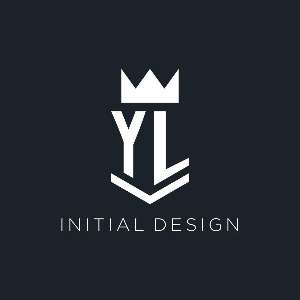 yl Logo mit Schild und Krone, Initiale Monogramm Logo Design vektor
