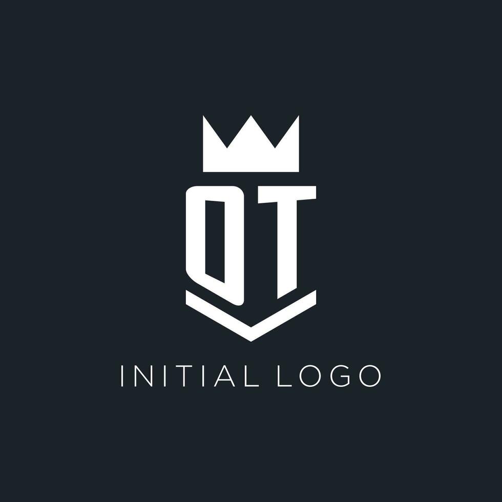 ot Logo mit Schild und Krone, Initiale Monogramm Logo Design vektor