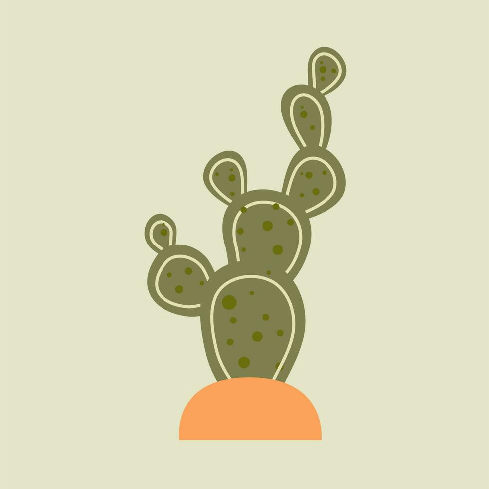 kaktus vektor illustration. vektor av kaktus med sand. kaktus platt stil.