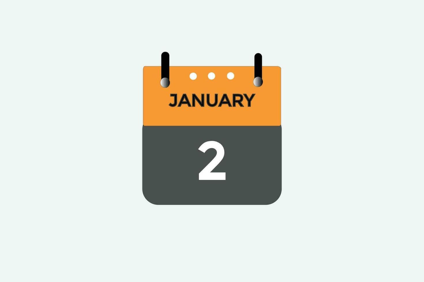 Januar 2 Kalender Datum Erinnerung, Kalender 2 Januar Datum Vorlage vektor