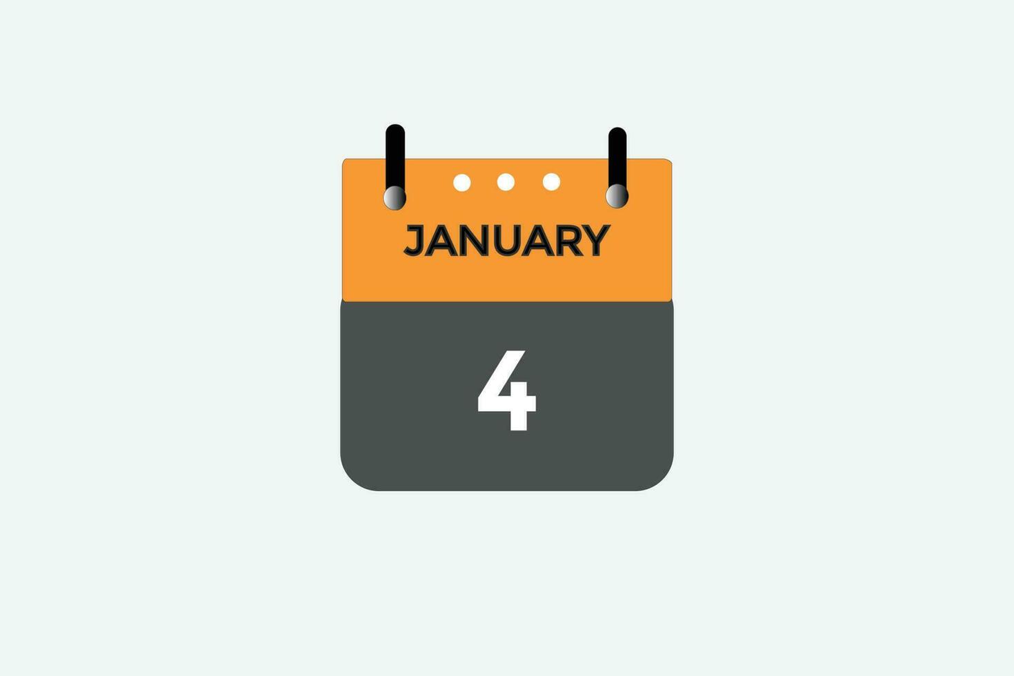 Januar 4 Kalender Datum Erinnerung, Kalender 4 Januar Datum Vorlage vektor