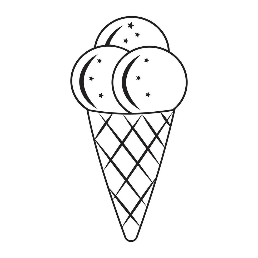 Dessert Eis Sahne im ein Tasse schwarz Umriss, Vektor isoliert Illustration im Gekritzel Stil