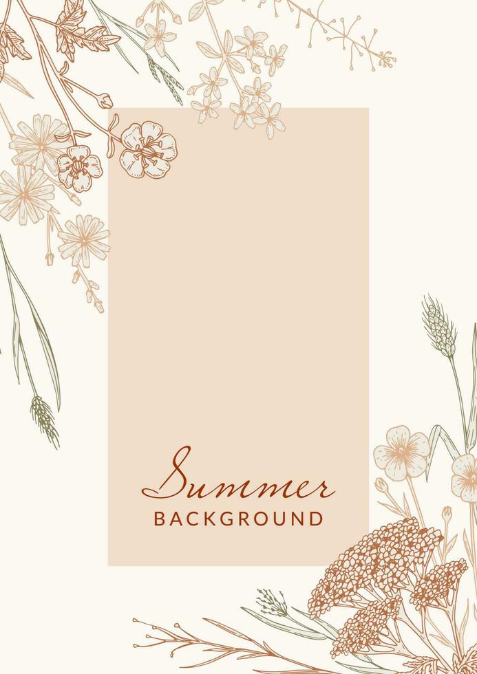 hand dragen sommar vild design. vektor illustration i skiss stil. äng blommor estetisk bakgrund