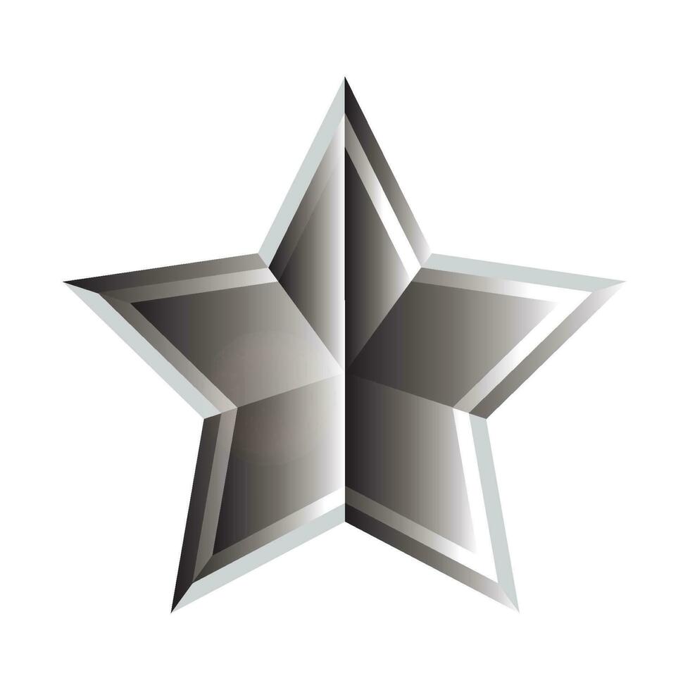 3d metallisch glühend Stern, funkelnd Silber Gradient Star Form, 3d Rendern Star vektor