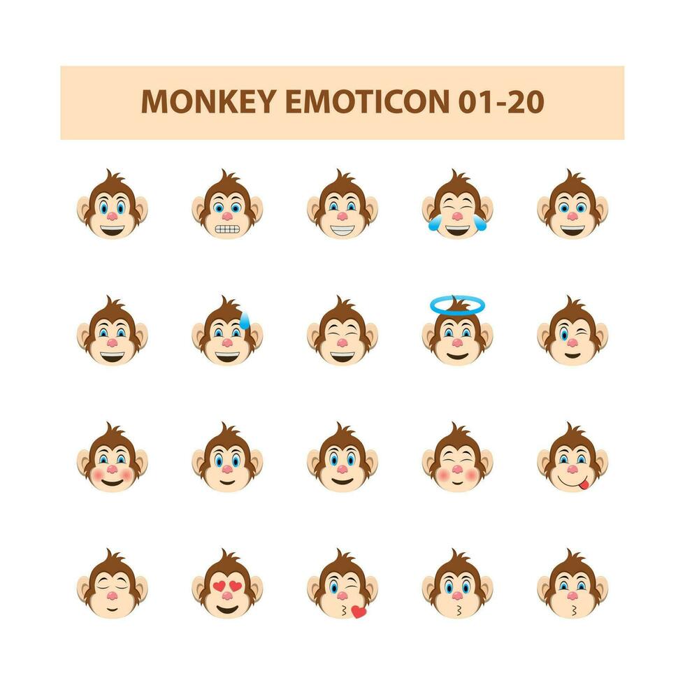 Affe Emoticon Symbol einstellen vektor