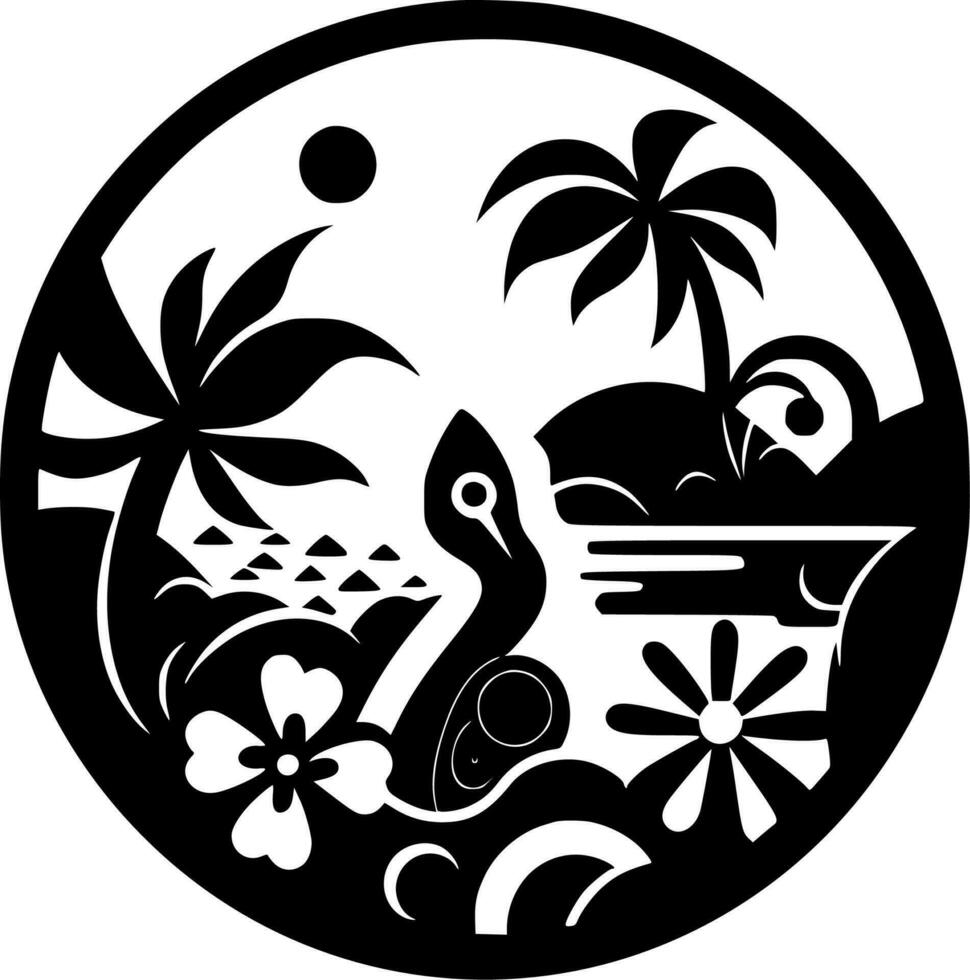 hawaii - svart och vit isolerat ikon - vektor illustration