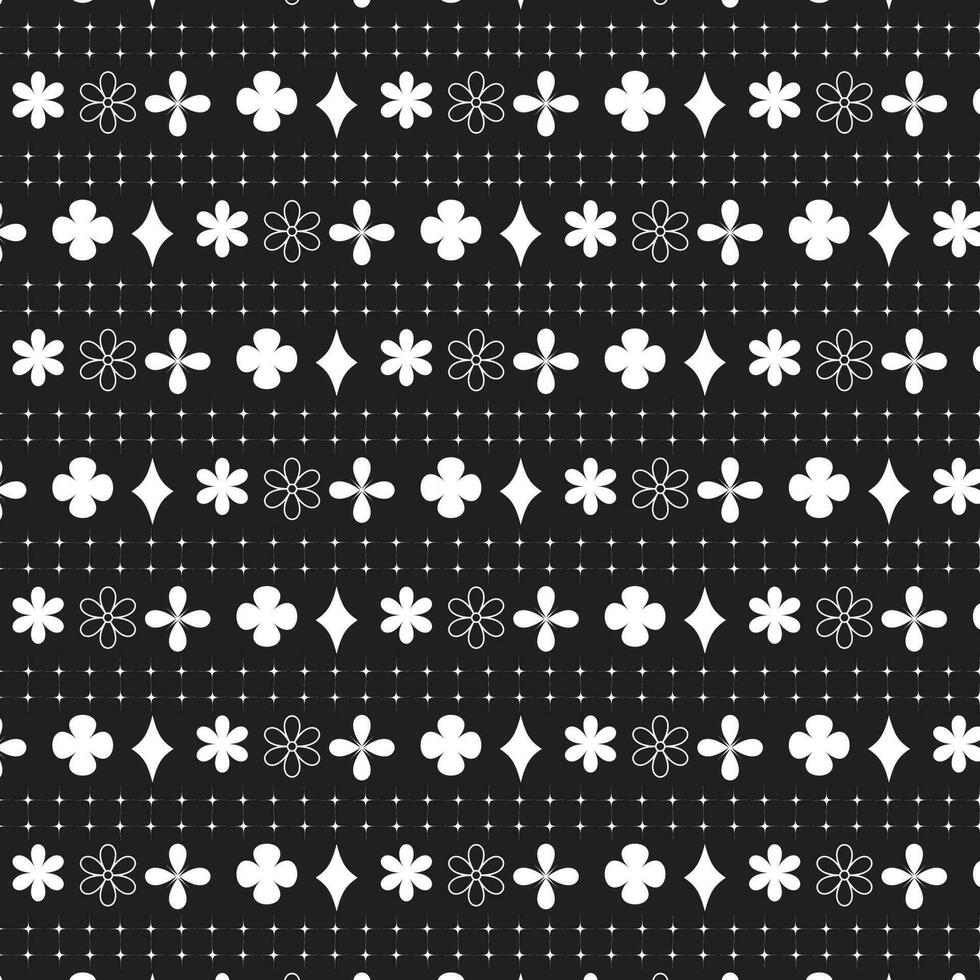 nahtlos ethnisch Muster wiederholt Ikat ogee Kunst Blumen- und geometrisch Elemente schwarz und Weiß modern Stammes- Design Textur, Jahrgang, Stoff, Teppich Kleidung Volk Stich Stickerei Vektor Hintergrund