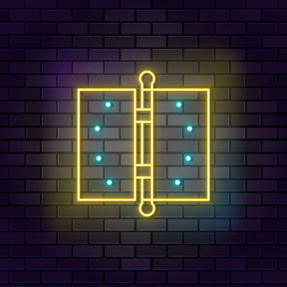 Tür, Hinger Neon- Symbol Backstein Mauer und dunkel Hintergrund. vektor