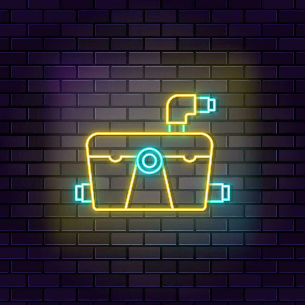 Pumpe, Sumpf, Toilette Neon- Symbol Backstein Mauer und dunkel Hintergrund. vektor